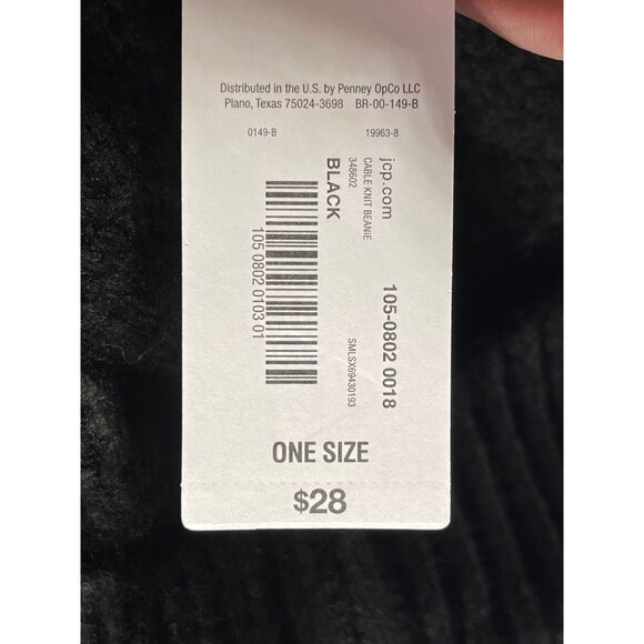 Liz Claiborne Womens  Black Cable Knit Beanie Hat One Size Polyester - Picture 4 of 5